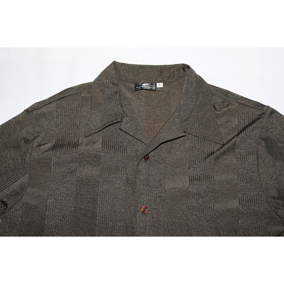 Positano Men's Short Sleeve Button Front Textured Brown Shirt Size Large‎ - Picture 2 of 6